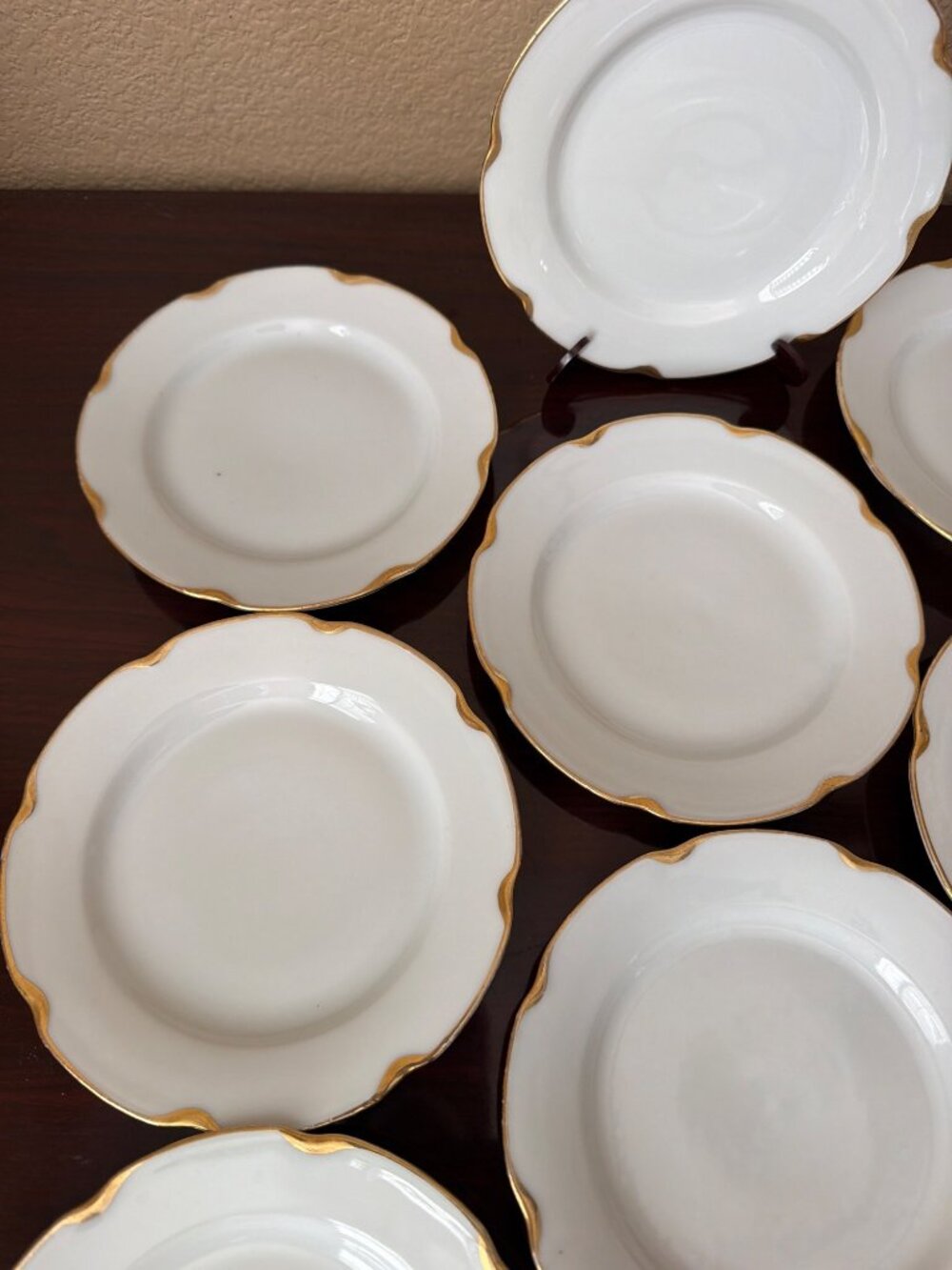 Set of 10 Vintage Austria Carlsbad Porcelain Bread Dessert Plates Gold Trim 6” - Picture 3 of 16